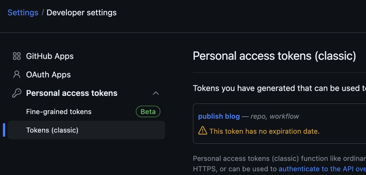 generate personal token